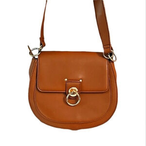 Badgley Mischka Top Handle Saddle Bag in brown cognac.